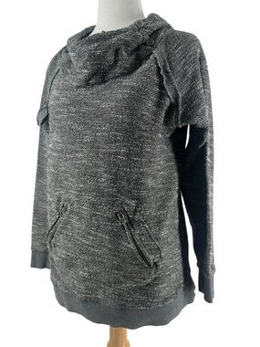 Roxy Gray Marled Hooded Pullover hoodie beach surfer layer distressed sz M